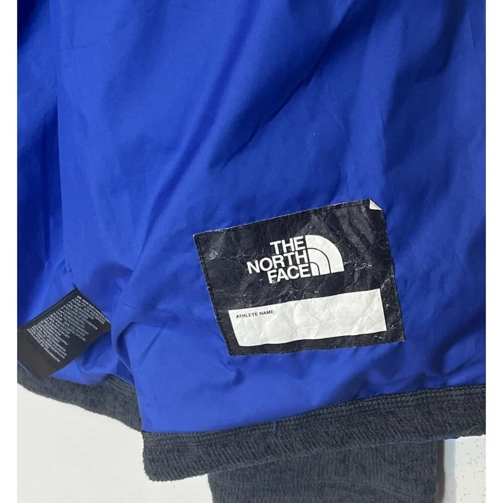 The North Face Blue Black Quilted Fleece Hooded Jacket Young Men Boy 18-20 Sz XL